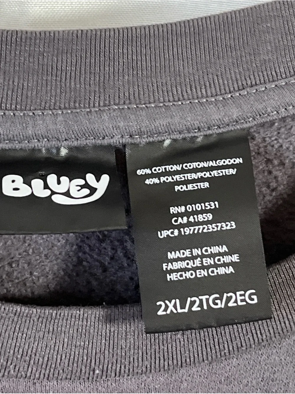 BLUEY Vampire Halloween Sweatshirt Men's Size XXL Crewneck Charcoal Gray
